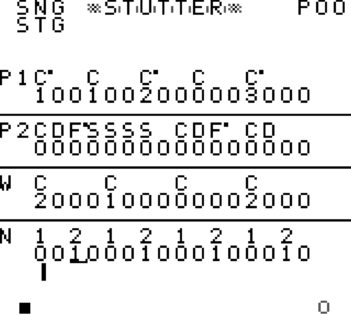 STUTTER pattern editor screen