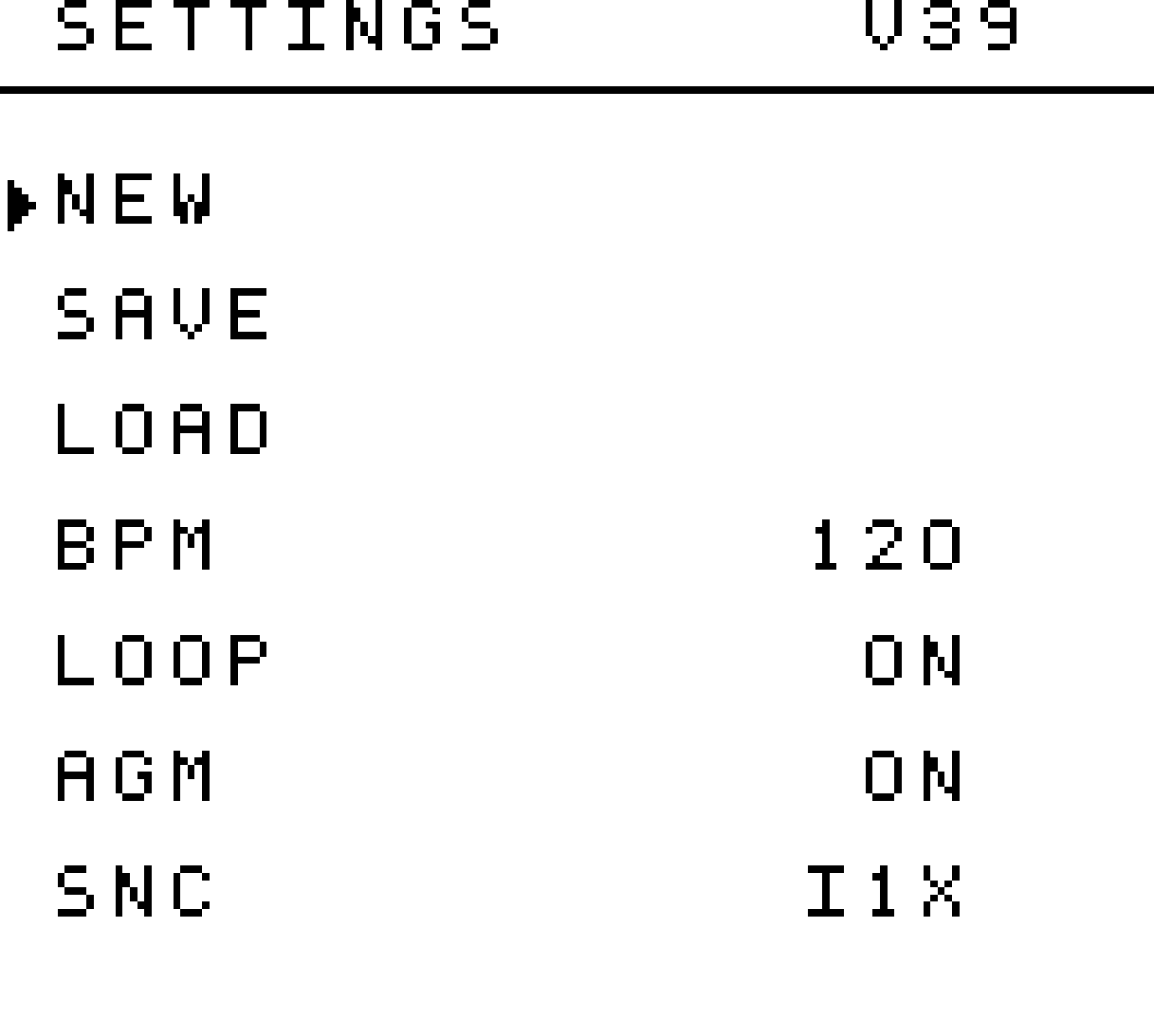 STUTTER settings screen
